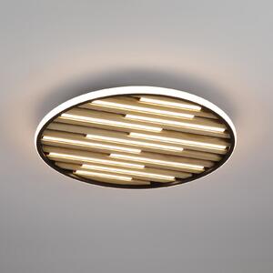 Searchlight LED таванска лампа Equalise, Ø 49 cm, черна/светлокафява, метал, Затъмняване, Черен, Дневна/трапезария, Метал