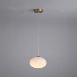Searchlight LED висяща лампа Confetti, Ø 25 cm, златисто/бяло, стъкло, Затъмняване, Злато / месинг, Дневна/трапезария, Стъкло, Модерен