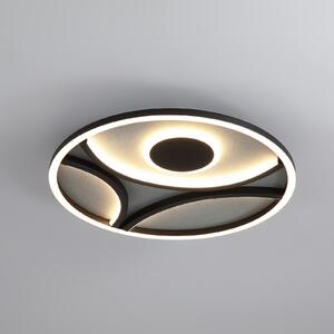 Searchlight LED плафон Zendisc, мотив полукръг, Ø 39 cm, черен, Затъмняване, Черен, Дневна/трапезария, Метал, Модерен