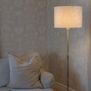 PR Home Стелажна лампа Amy, бежова/златна, височина 150 cm, текстил, E27, Злато / месинг, Дневна/трапезария, Плат / текстил