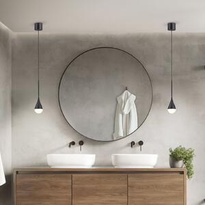 Helestra LED висяща лампа DUC, черна, IP44, Ø 7 cm, Затъмняване, Черен, Баня, Алуминий, Модерен