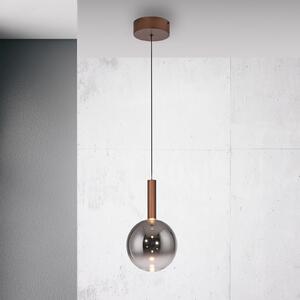 Paul Neuhaus LED висяща лампа Bowl, Ø 20 cm, кафяво/сиво, Затъмняване, Кафяв / ръждив, Дневна/трапезария, Стъкло, Модерен