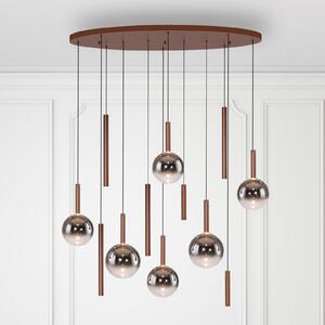 Paul Neuhaus LED висяща лампа Bowl, Ø 120 cm, кафяво/сиво, Затъмняване, Кафяв / ръждив, Дневна/трапезария, Стъкло, Модерен