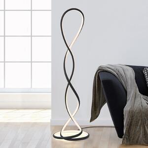 Paul Neuhaus LED стояща лампа Twist, черна, височина 143 cm, Затъмняване, Черен, Дневна/трапезария, Алуминий, Модерен