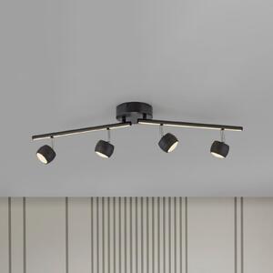 JUST LIGHT. GmbH LED тавански спот Jarik, 4-светлинен, черен, 3000 K, Затъмняване, Черен, Дневна/трапезария, Метал, Модерен