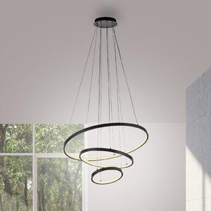 JUST LIGHT. GmbH LED висяща лампа Cerchi, черна, 3000 K, Черен, Дневна/трапезария, Метал, Модерен