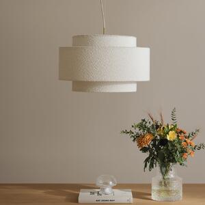Globen Lighting Висяща лампа Noah Bouclé, Ø 50 cm, бяла, Затъмняване, Бял, Дневна/трапезария, Плат / текстил, Скандинавски