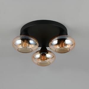 Reality Leuchten Таванска лампа Divina, кехлибарено, Ø 39 cm, 3-пламъчна, стъкло, Затъмняване, Бежов, Дневна/трапезария, Стъкло, Модерен