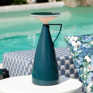 Kartell LED акумулаторна настолна лампа Camomille, петрол, височина 24 cm, Затъмняване, Син, Дневна/трапезария, Пластмаса, Дизайн