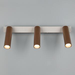 Trio Lighting LED тавански прожектор Ambala. Дължина 44 cm, сив/кафяв, 3-крилен., Затъмняване, Кафяв / ръждив, Дневна/трапезария, Метал, Модерен