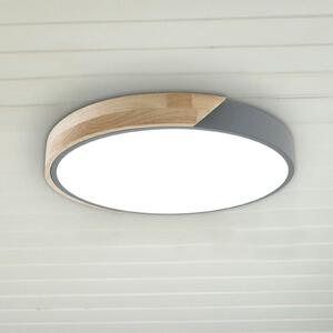 Näve LED плафон Borneo, дъб, метал, CCT, дистанционно управление, Затъмняване, Дърво, Дневна/трапезария, Дървесина, Модерен