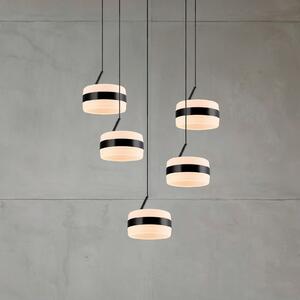 Trio Lighting LED висяща лампа Dios, черна, Ø 45 cm, CCT, 5-крил., Затъмняване, Черен, Дневна/трапезария, Метал, Модерен