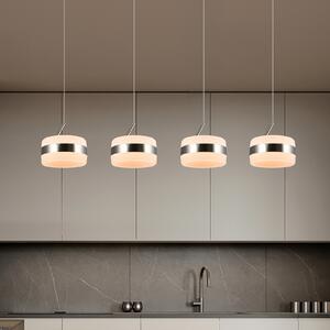 Trio Lighting LED висяща лампа Dios, никелово покритие, дължина 85 cm, CCT, 4-светилни., Затъмняване, Металик, Дневна/трапезария, Метал, Модерен