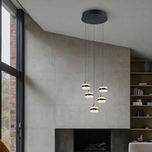 Trio Lighting LED висяща лампа Dios, никелов цвят, Ø 45 cm, CCT, 5-крилна., Затъмняване, Металик, Дневна/трапезария, Метал, Модерен