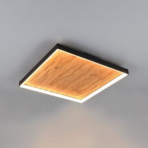 Trio Lighting LED плафон Kalea, дължина 45 cm, цвят на дърво, Затъмняване, Дърво, Дневна/трапезария, Дървесина