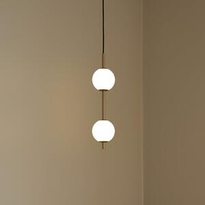 UMAGE LED висяща лампа Audrey, месингов цвят, 2-крилна. Ø 12 cm, Затъмняване, Злато / месинг, Дневна/трапезария, Метал, Дизайн, Глобус