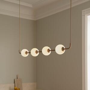 UMAGE LED висяща лампа Audrey LINEAR, месинг, 118 cm, 4-лампова., Затъмняване, Злато / месинг, Дневна/трапезария, Метал, Дизайн, Глобус