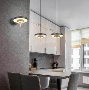 Trio Lighting LED висяща лампа Keaton, черно/златисто, Ø 40 cm, CCT, Затъмняване, Черен, Дневна/трапезария, Метал
