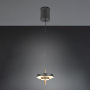 Trio Lighting LED висяща лампа Keaton черно/златисто, Ø 20 cm метал CCT, Затъмняване, Черен, Дневна/трапезария, Метал