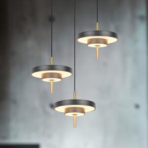 Trio Lighting LED висяща лампа Keaton, черно/златисто Ø 45 cm CCT 3-flg., Затъмняване, Черен, Дневна/трапезария, Метал