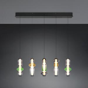 Trio Lighting LED висяща лампа Minerva, дължина 100 cm, цветна, стъкло, CCT димер, Затъмняване, Дневна/трапезария, Стъкло
