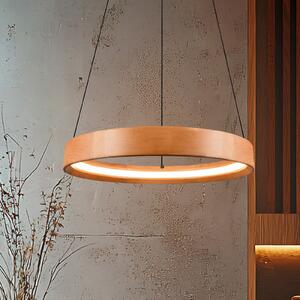 Trio Lighting LED висяща лампа Lynwood, Ø 50 cm, цвят на дърво, с регулируема яркост, Затъмняване, Дърво, Дневна/трапезария, Дървесина