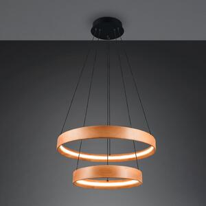 Trio Lighting LED висяща лампа Lynwood, Ø 60 cm, цвят на дърво, 2-крилна., Затъмняване, Дърво, Дневна/трапезария, Дървесина