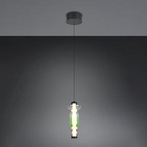 Trio Lighting LED висяща лампа Minerva, Ø 15 cm, цветна, стъкло, CCT, димер, Затъмняване, Многоцветен, Дневна/трапезария, Стъкло