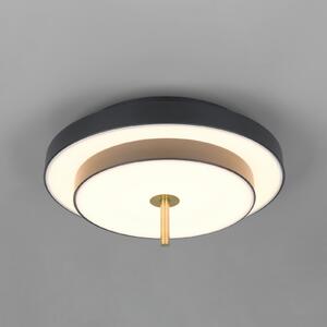 Trio Lighting LED плафон Keaton, черен/златист, Ø 40 cm, CCT, Затъмняване, Черен, Дневна/трапезария, Метал