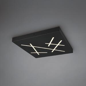 Trio Lighting LED плафон Snip, матово черно, дължина 50 cm, метал, CCT, Затъмняване, Черен, Дневна/трапезария, Метал, Модерен