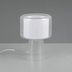 Trio Lighting Настолна лампа Rocka, прозрачна, височина 29 cm, стъкло/плат, Прозрачен, Дневна/трапезария, Стъкло