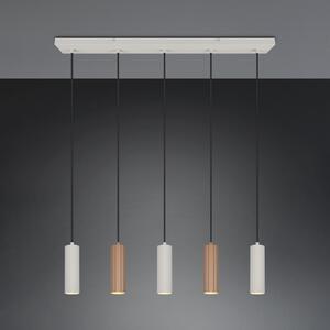 Trio Lighting Висяща лампа Soka, кафява/сива, дължина 85 cm, метал, 5-светлинна., Затъмняване, Кафяв / ръждив, Дневна/трапезария, Метал, Модерен