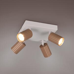 Trio Lighting Тавански прожектор Soka, кафяв/сив, дължина 20 cm, метал, 4-крилен., Затъмняване, Кафяв / ръждив, Дневна/трапезария, Метал, Модерен