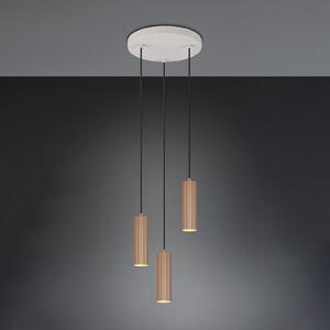 Trio Lighting Висяща лампа Soka, кафява/сива, Ø 28 cm, метал, 3-пластова., Затъмняване, Кафяв / ръждив, Дневна/трапезария, Метал, Модерен