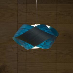 LZF LAMPS висяща лампа Nut, синьо/никелово, дължина 42 cm, дърво, Затъмняване, Син, Дневна/трапезария, Дървесина, Дизайн