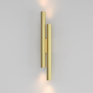 Maytoni LED стенна лампа Calipso, месинг, височина 49 cm, метал, 4-крилна., Злато / месинг, Дневна/трапезария, Алуминий, Модерен