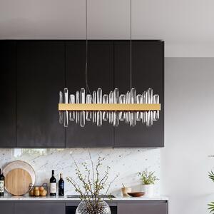 By Rydéns LED висяща лампа Triumph Bar от Rydens, 80 cm, месинг, прозрачна, Прозрачен, Дневна/трапезария, Стъкло, Модерен