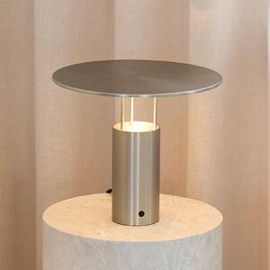 Piet Hein LED настолна лампа Tempel280, сребриста, височина 24,5 cm, Затъмняване, Металик, спалня, Алуминий, Дизайн