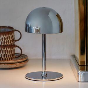 Sirius LED акумулаторна настолна лампа Tim, хромирана, височина 22 cm, IP54, Металик, Дневна/трапезария, Метал, Модерен