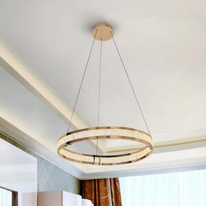 Schuller Valencia LED висяща лампа Lorian, златист цвят, Ø 60 cm, метал, Затъмняване, Злато / месинг, Дневна/трапезария, Алуминий