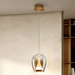 Schuller Valencia LED висяща лампа Suspiro, Ø 18 cm, златисто-кехлибарено, стъкло, Бежов, Дневна/трапезария, Стъкло