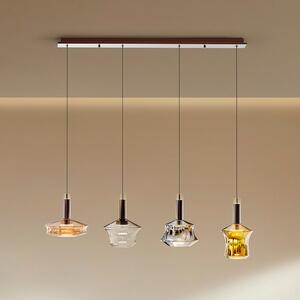 Schuller Valencia LED висяща лампа Scarlett, цветна, дължина 108 cm, стъкло, 4-крилна., Затъмняване, Многоцветен, Дневна/трапезария, Стъкло