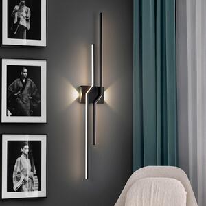 Schuller Valencia LED стенна лампа Zig Zag, височина 100 cm, черна, метал, 4-крилна., Черен, Дневна/трапезария, Алуминий, Модерен