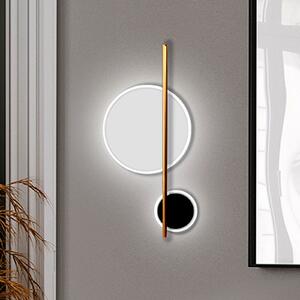 Schuller Valencia LED стенна лампа Duo, височина 52 cm, черно/златисто, метал, Злато / месинг, Дневна/трапезария, Алуминий, Модерен