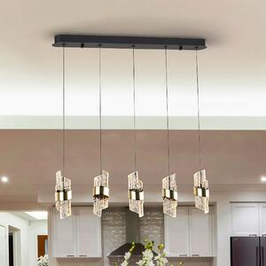 Schuller Valencia LED висяща лампа Iliada, дължина 96 cm, черно/златисто метал, Затъмняване, Черен, Дневна/трапезария, Метал