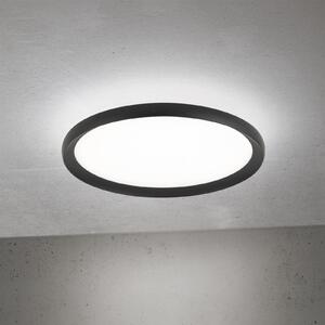 ORION LED таванска лампа Kant, Ø 40 cm, черна, CCT метал/пластмаса, Затъмняване, Черен, Дневна/трапезария, Алуминий, Модерен