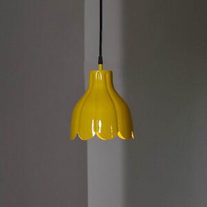 PR Home Висяща лампа Tulippa, жълта, Ø 17 cm, щепсел, E27, Жълт, Дневна/трапезария, Метал, Скандинавски