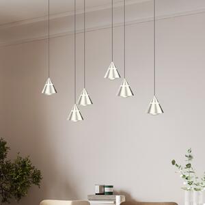 Trio Lighting LED висяща лампа Romeo, дължина 75 cm, никелов цвят, метал, 6-светлинна., Металик, Дневна/трапезария, Метал, Модерен