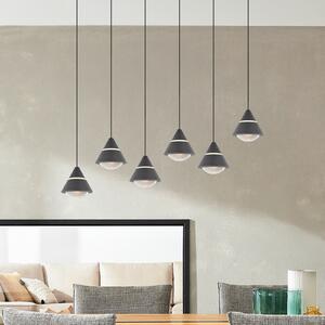 Trio Lighting LED висяща лампа Romeo, дължина 75 cm, черна, метал, 6-крилна., Черен, Дневна/трапезария, Метал, Модерен