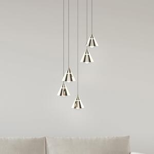 Trio Lighting LED висяща лампа Romeo, Ø 28 cm, никелов цвят, метал, 5-светлинна., Металик, Дневна/трапезария, Метал, Модерен